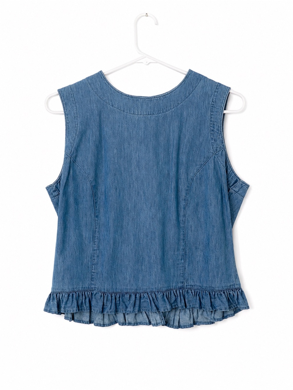 Vintage Gotcha Covered Denim Ruffle Hem Vest Top Medium 100% Cotton